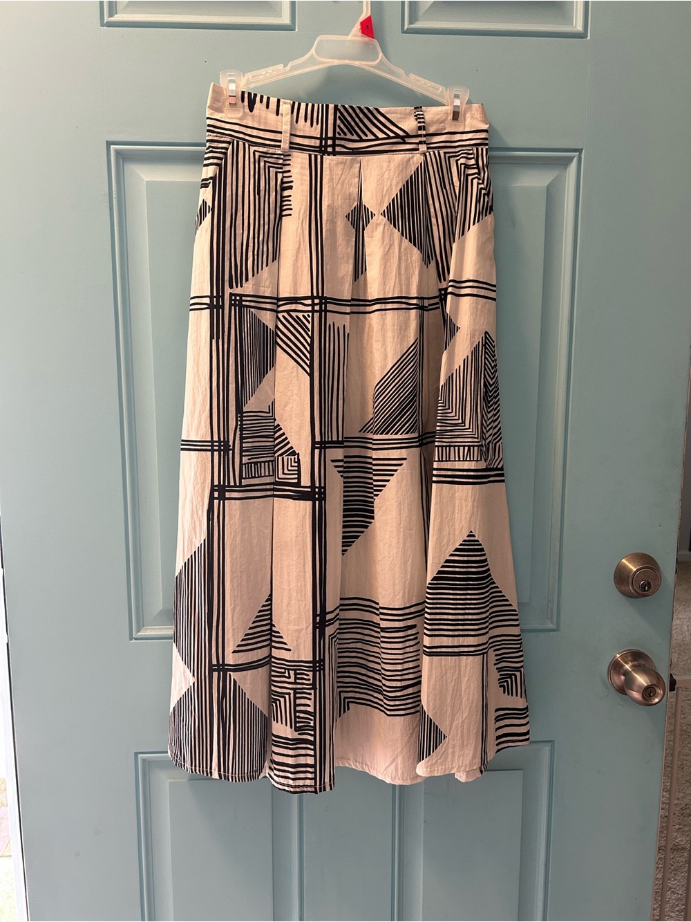 Black & White Geometric Midi Skirt